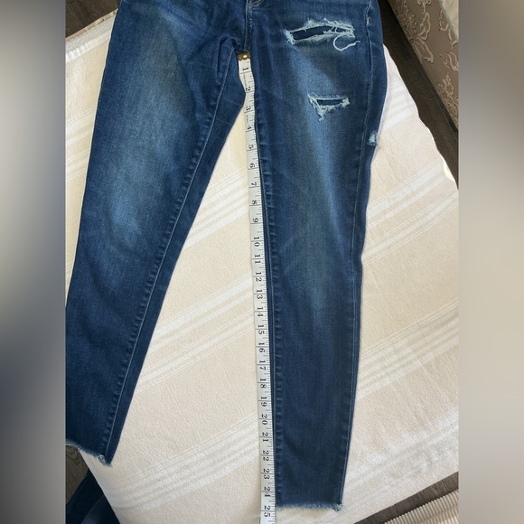 American Eagle Outfitters Dark Blue Distressed Skinny Jeans - Picture 5 of 13